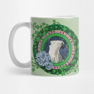 Cockatoo  Flowers Ivy Art Nouveau Style Mug